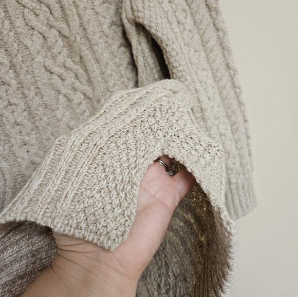 Real Irish Wool Sweater Aran Sweater Market Cable Knit Cozy Tunic Top Size M - Picture 5 of 9